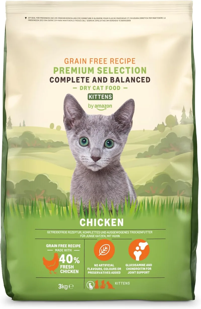 by Amazon ▫️ da Amazon - Ração seca para gatinhos com frango fresco, receita sem cereais, 3 kg (embalagem de 1) (anteriormente da marca Lifelong, o mesmo produto)