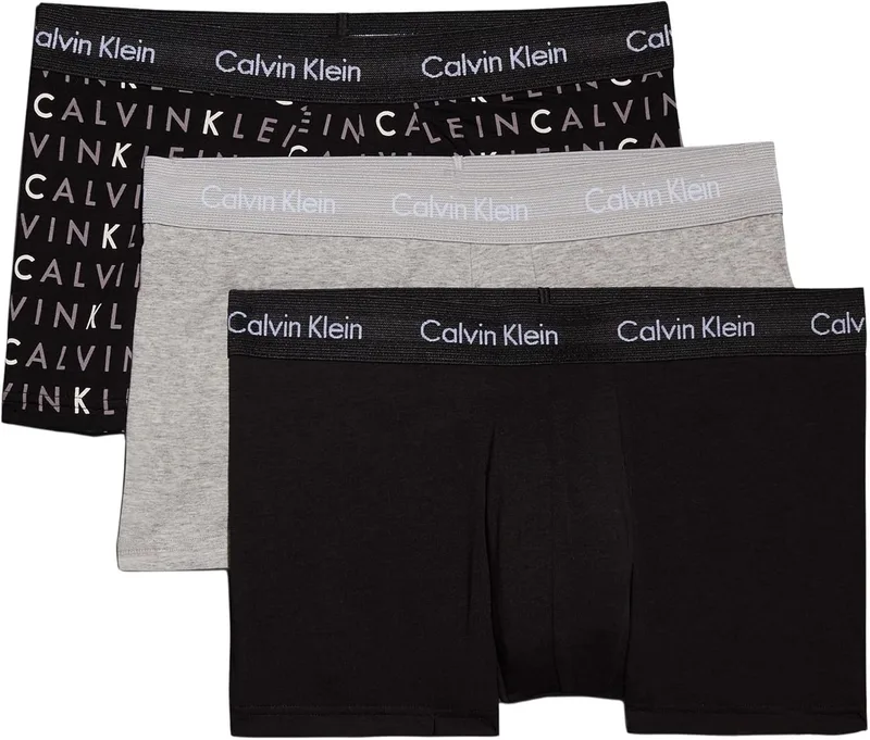 Calvin Klein ▫️ Cuecas boxer para homem, embalagem de 3, Low Rise Trunks, Roupa interior