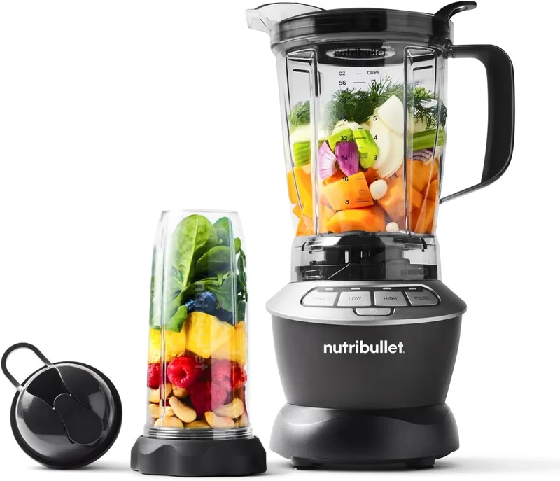 NutriBullet ▫️ Varinha mágica eléctrica multifunções Professional - 1000 Watt, copo de 1,6 L, cinzento, NBF450DG