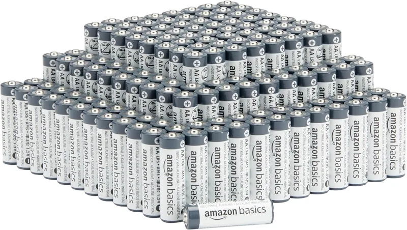 Amazon Basics ▫️ Embalagem de 150 pilhas alcalinas industriais AA, 1,5 volts, vida útil de 5 anos