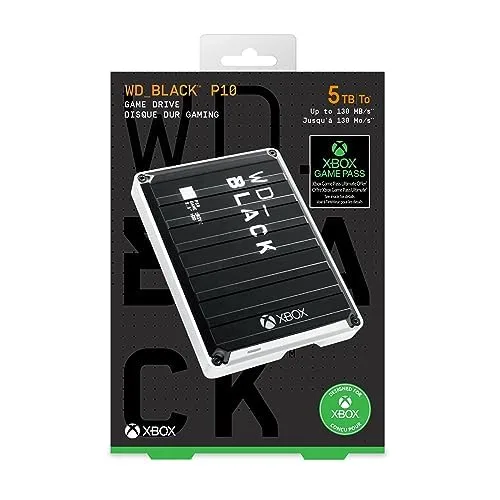 Western Digital ▫️ WD BLACK P10 5 TB Game Drive para Xbox One, para aceder à sua coleção de jogos da Xbox em qualquer lugar; a compra inclui 1 mês de subscrição do Xbox Game Pass Ultimate 6