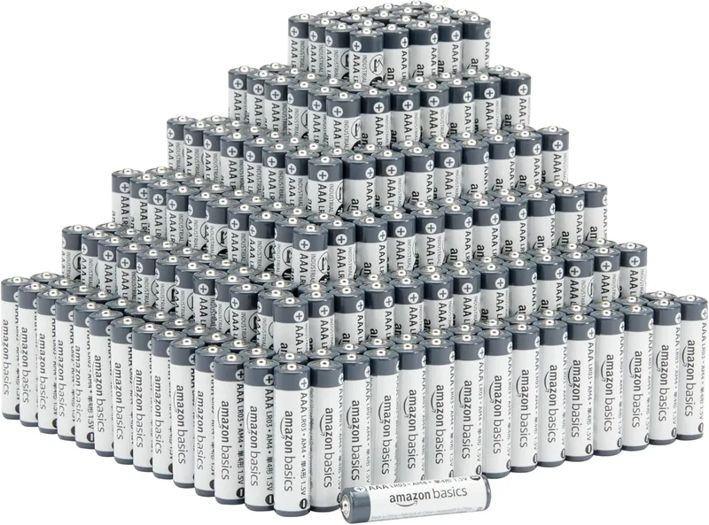 Amazon Basics ▫️ Embalagem de 300 pilhas alcalinas industriais AAA, 1,5 volts, com uma vida útil de 5 anos