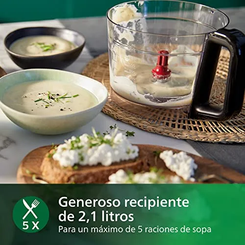 PHILIPS ▫️ Robô de cozinha compacto e liquidificador - 850 W, 31 funções, jarro de 2,1 L, PowerChop, lâmina em aço inoxidável (HR7530/10) 6
