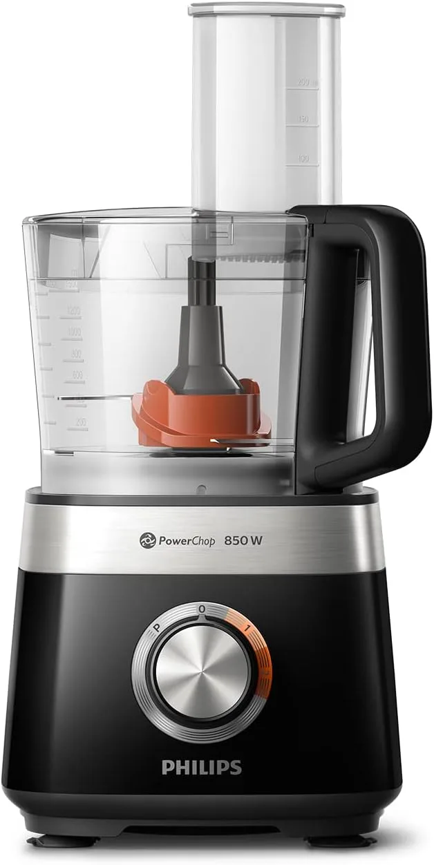PHILIPS ▫️ Robô de cozinha compacto e liquidificador - 850 W, 31 funções, jarro de 2,1 L, PowerChop, lâmina em aço inoxidável (HR7530/10)