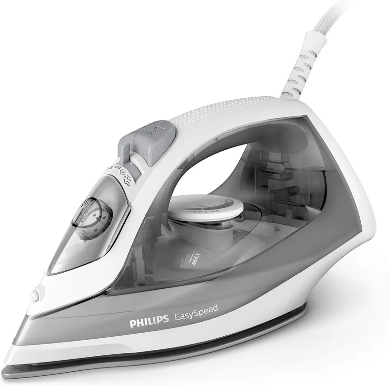 PHILIPS ▫️ Ferro a vapor EasySpeed, potência de 2000 W, jato de vapor de 100 g, depósito de água de 220 ml, base cerâmica resistente a riscos, sistema antigotejamento, controlo Calc-Clean (GC1751/80)