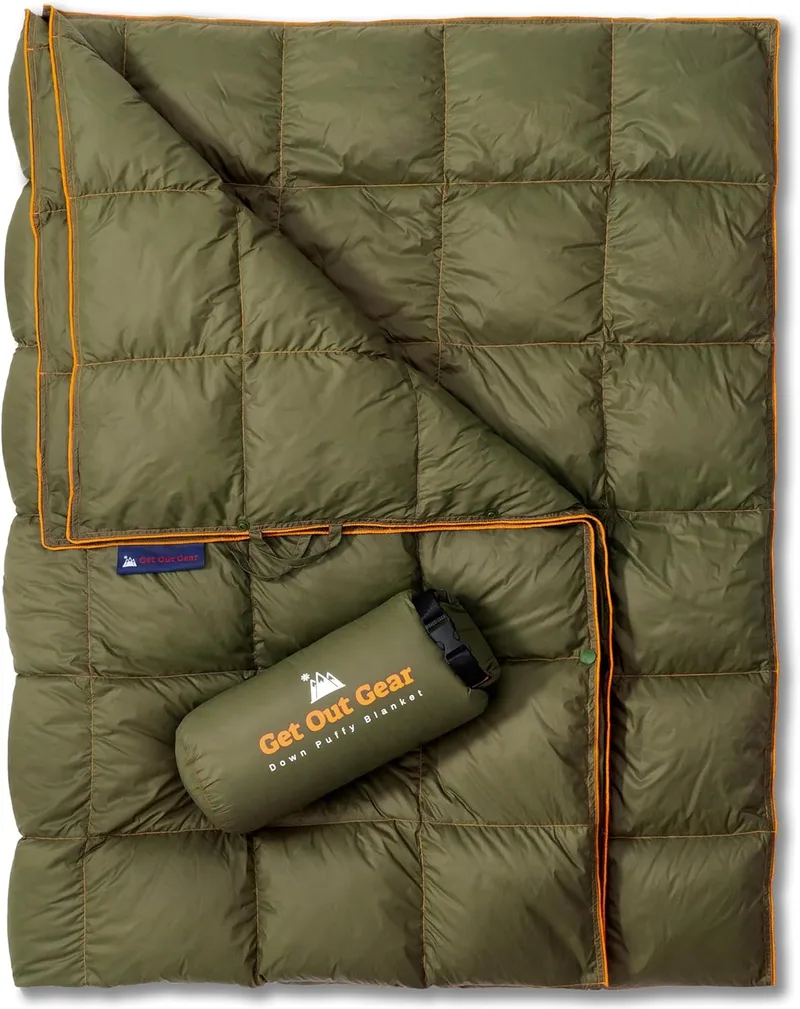 Get Out Gear ▫️ Manta de campismo Down, leve, dobrável, com 650 unidades, compacta, impermeável e quente, para campismo, caminhadas, viagens, redes de descanso, redes de descanso
