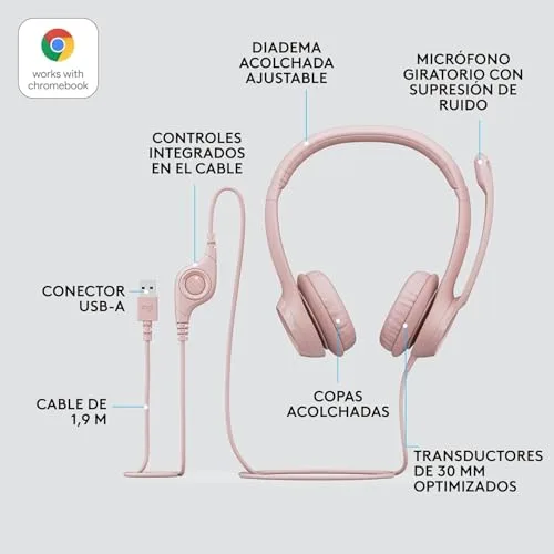 Logitech ▫️ Auscultadores com fio H390 para PC/portátil 7