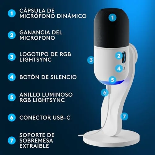 Logitech G ▫️ Yeti GX, microfone dinâmico RGB com LIGHTSYNC para jogos 6