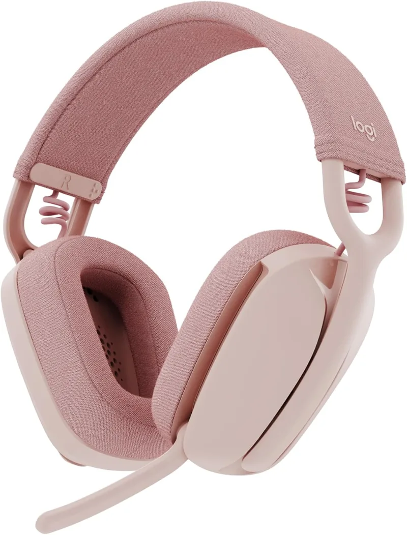 Logitech ▫️ Zone Vibe 100 Auscultadores sem fios leves. Microfone com cancelamento de ruído, Bluetooth avançado multidisponível, compatível com Teams, Google Meet, Zoom, Mac/PC - Rosa