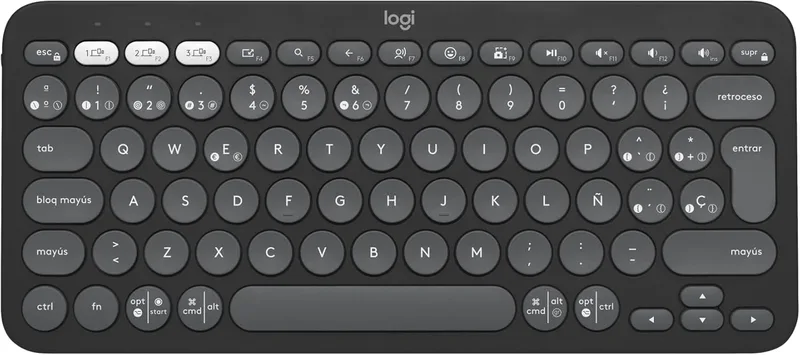 Logitech ▫️ Pebble Keys 2 K380s, teclado Bluetooth compatível com vários dispositivos, atalhos, elegante e portátil, Easy-Switch, Windows, macOS, iPadOS, Android, ChromeOS, disposição QWERTY espanhola - Grafite