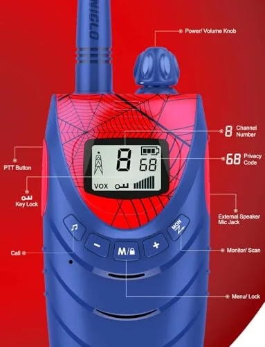 QNIGLO ▫️ Walkie-Talkie do Homem-Aranha para Crianças, Recarregável, Brinquedos para crianças dos 3 aos 12 anos 5