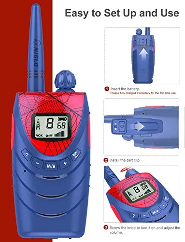 QNIGLO ▫️ Walkie-Talkie do Homem-Aranha para Crianças, Recarregável, Brinquedos para crianças dos 3 aos 12 anos 6