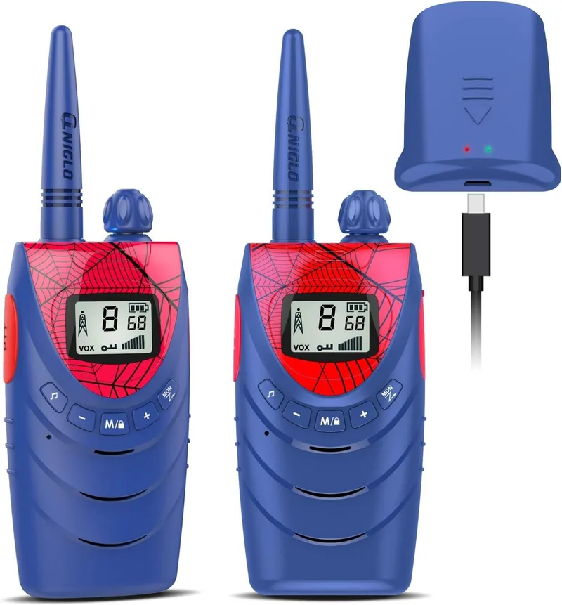 QNIGLO ▫️ Walkie-Talkie do Homem-Aranha para Crianças, Recarregável, Brinquedos para crianças dos 3 aos 12 anos
