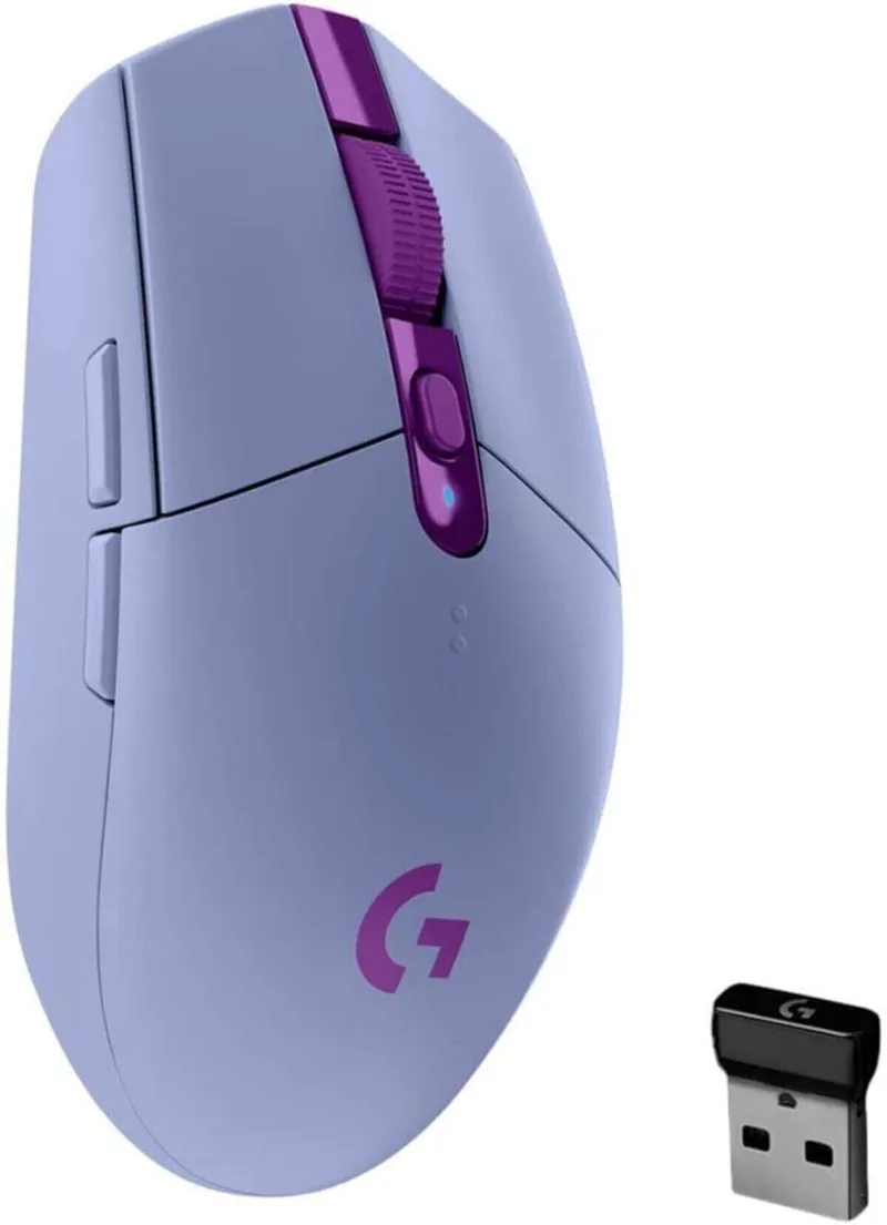 Logitech G ▫️ 305 Lightspeed Wireless Gaming Mouse, 12K Hero Captor, 12.000 dpi, ultra-leve, bateria de 250h, 6 botões programáveis, memória incorporada, PC/Mac, lilás