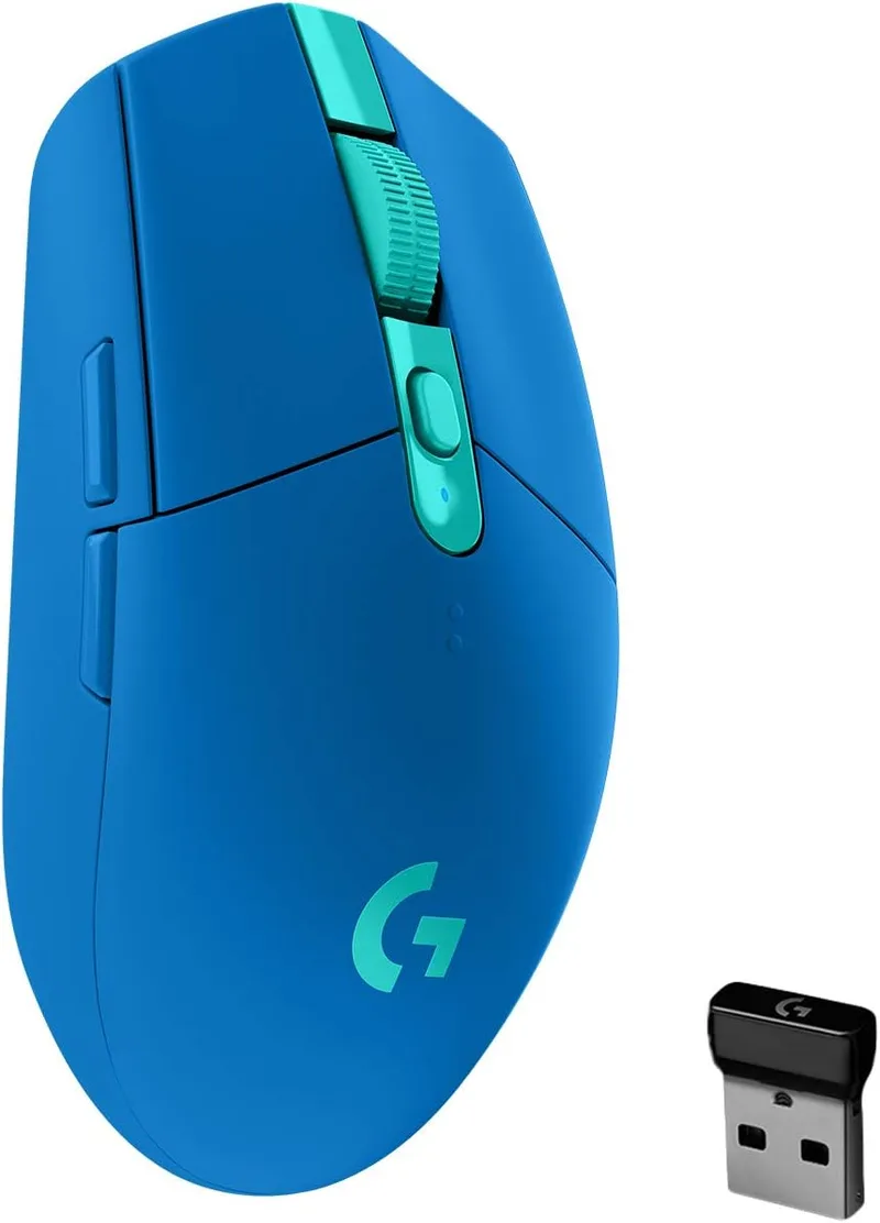 Logitech G ▫️ Rato de jogos sem fios G305 Lightspeed | Sensor HERO 12K, 12 000 DPI, ultraleve, bateria com autonomia de 250 horas, 6 botões programáveis, memória integrada, PC/Mac - Azul