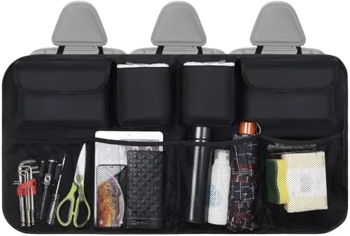 URAQT ▫️ Organizador para a bagageira do carro, impermeável, organizador para o carro, protetores para encostos de bancos, arrumação de viagem para crianças, rede de arrumação dobrável e resistente para 4
