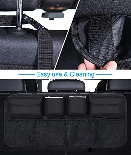 URAQT ▫️ Organizador para a bagageira do carro, impermeável, organizador para o carro, protetores para encostos de bancos, arrumação de viagem para crianças, rede de arrumação dobrável e resistente para 6