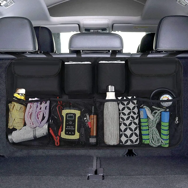 URAQT ▫️ Organizador para a bagageira do carro, impermeável, organizador para o carro, protetores para encostos de bancos, arrumação de viagem para crianças, rede de arrumação dobrável e resistente para