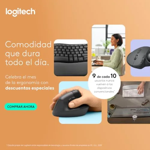 Logitech ▫️ Wave Keys, Teclado ergonómico sem fios (Grafite) 2
