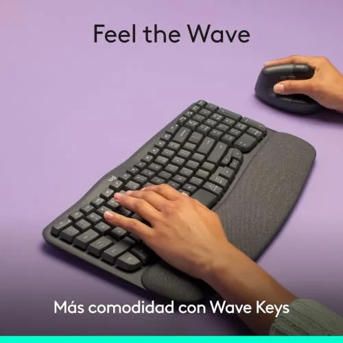 Logitech ▫️ Wave Keys, Teclado ergonómico sem fios (Grafite) 3