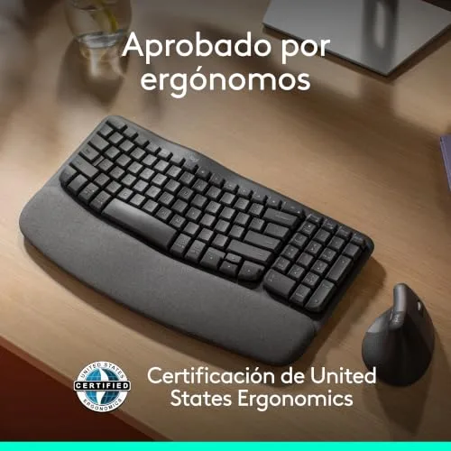 Logitech ▫️ Wave Keys, Teclado ergonómico sem fios (Grafite) 6