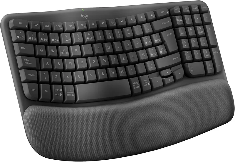 Logitech ▫️ Wave Keys, Teclado ergonómico sem fios (Grafite)