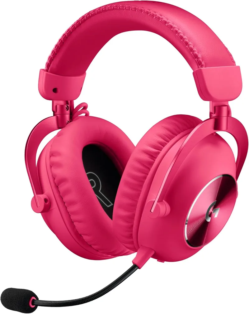 Logitech G ▫️ Auscultadores de gaming sem fios PRO X 2 LIGHTSPEED, microfone braço removível, transdutores de grafeno de 50 mm, som surround DTS:X 2.0-7.1, Bluetooth/USB/auxiliar de 3,5 mm, PC, PS5, PS4, Nintendo Switch – Magenta