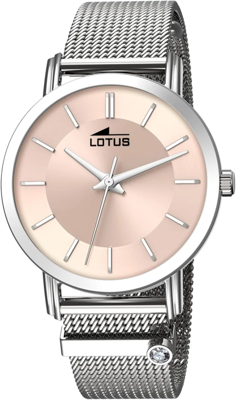 LOTUS ▫️ Relógio para mulher, analógico, em aço inoxidável 316L prateado - Mecanismo de quartzo - Vidro mineral de alta resistência - Resistente à água até 5 ATM 18737 - Minimalist for Her