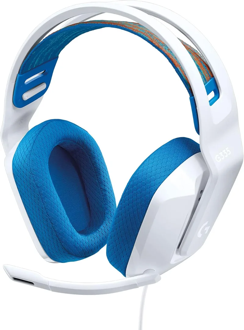 Logitech G ▫️ G335, auscultadores para jogos com fios, microfone rebatível para silenciar, tomada de áudio de 3,5 mm, almofadas de espuma com memória, PC, PS, Xbox, Nintendo Switch/Switch 2 - Branco