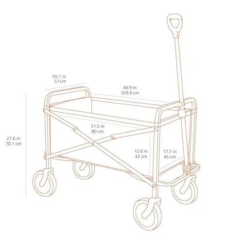 Amazon Basics ▫️ Carrinho dobrável para jardim e atividades ao ar livre com bolsa de proteção, 70,1 x 103,89 x 50,8 cm, cinzento 4