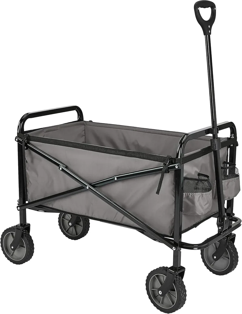 Amazon Basics ▫️ Carrinho dobrável para jardim e atividades ao ar livre com bolsa de proteção, 70,1 x 103,89 x 50,8 cm, cinzento