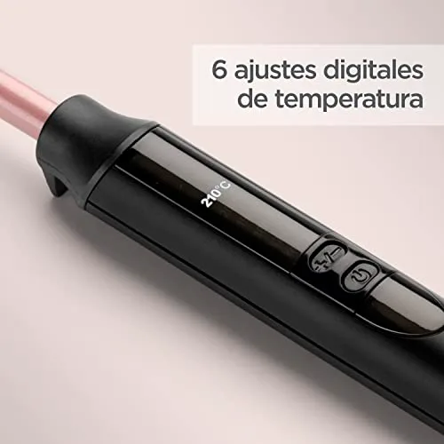 BaByliss ▫️ Ferro de ondular de 10 mm - Ferro de ondular com cilindro de cerâmica e quartzo, Ferro de ondular com 10 níveis de temperatura, Cachos definidos, Afro, Compacto, Rosa e Preto, C449E 5