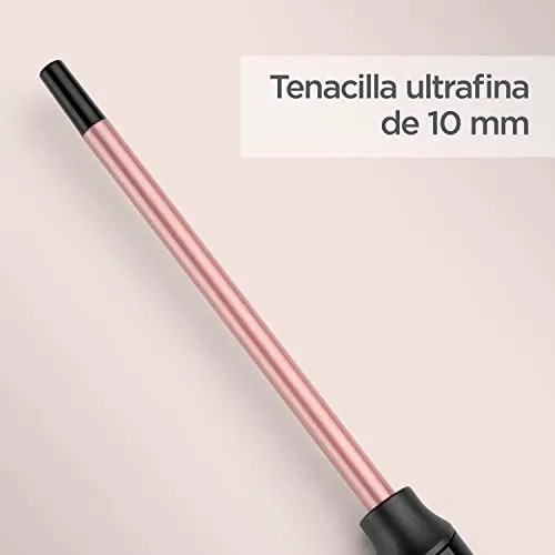 BaByliss ▫️ Ferro de ondular de 10 mm - Ferro de ondular com cilindro de cerâmica e quartzo, Ferro de ondular com 10 níveis de temperatura, Cachos definidos, Afro, Compacto, Rosa e Preto, C449E 6