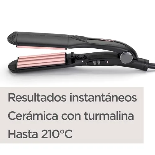 BaByliss ▫️ Prancha de ondulação - placas de cerâmica com turmalina, 10 níveis de temperatura até 210 °C, ferramenta profissional para criar volume e textura, modelador de caracóis, texturizador, preto, 2165CE 2