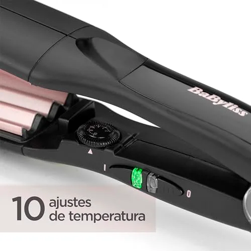 BaByliss ▫️ Prancha de ondulação - placas de cerâmica com turmalina, 10 níveis de temperatura até 210 °C, ferramenta profissional para criar volume e textura, modelador de caracóis, texturizador, preto, 2165CE 3