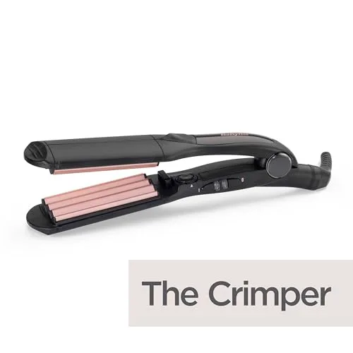 BaByliss ▫️ Prancha de ondulação - placas de cerâmica com turmalina, 10 níveis de temperatura até 210 °C, ferramenta profissional para criar volume e textura, modelador de caracóis, texturizador, preto, 2165CE 5