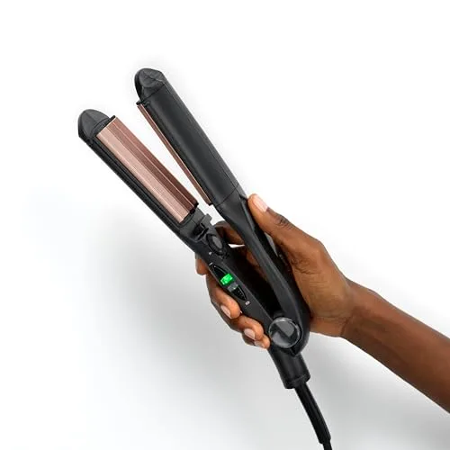BaByliss ▫️ Prancha de ondulação - placas de cerâmica com turmalina, 10 níveis de temperatura até 210 °C, ferramenta profissional para criar volume e textura, modelador de caracóis, texturizador, preto, 2165CE 6