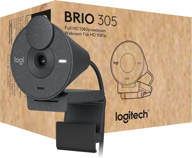 Logitech ▫️ Câmara web Brio 305 Full HD com correção automática da iluminação