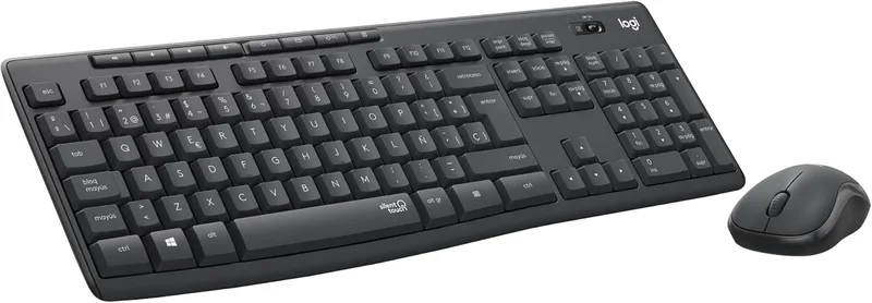 Logitech ▫️ MK295 Silent Wireless Keyboard and Mouse Combo with SilentTouch, Optical Tracking, No-Delay Wireless Technology, 90% menos ruído, QWERTY English, Preto