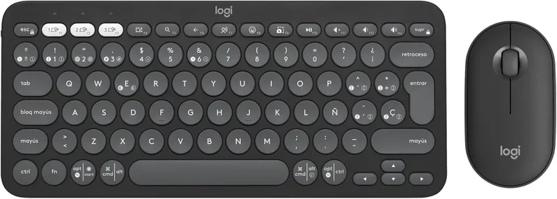Logitech ▫️ Pebble 2 Combo, teclado e rato sem fios, discreto, portátil, personalizável, Logi Bolt, Bluetooth, Easy-Switch para Windows, macOS, iPadOS, Chrome, layout QWERTY Inglês-Grafite