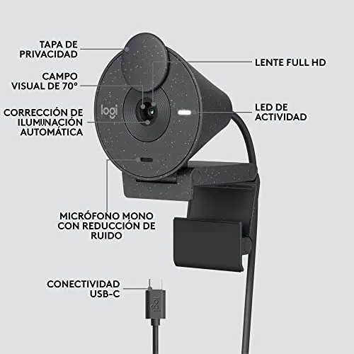 Logitech ▫️ Webcam Brio 300 Full HD com obturador de privacidade 6
