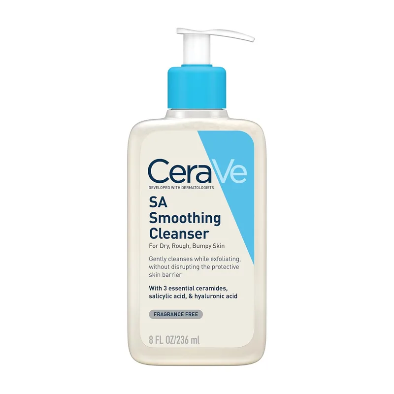 CeraVe, Gel de Limpeza Espumante Anti-Rugosidade SA, Para Pele Seca, Áspera e Irregular, Limpa e Esfolia Suavemente, Enriquecido com Ceramidas Essenciais, Ácido Salicílico e Ácido Hialurónico, 236ml