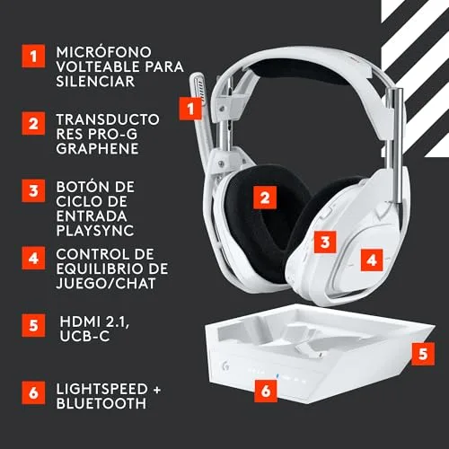 Logitech G ▫️ Auscultadores sem fios para jogos Astro A50 X Lightspeed + Base 6