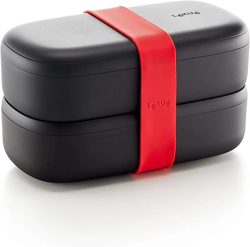 Lékué ▫️ Recipiente para transportar alimentos, Lunch Box to go, Preto, 1000 ml