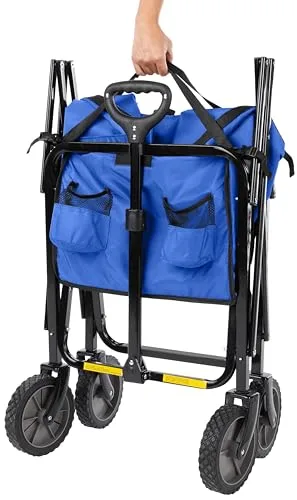 Amazon Basics ▫️ Carrinho dobrável para jardim e atividades ao ar livre com saco de proteção, azul 3