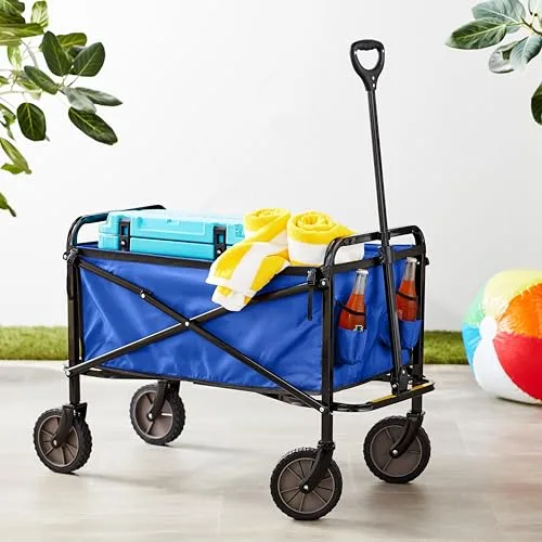 Amazon Basics ▫️ Carrinho dobrável para jardim e atividades ao ar livre com saco de proteção, azul 6