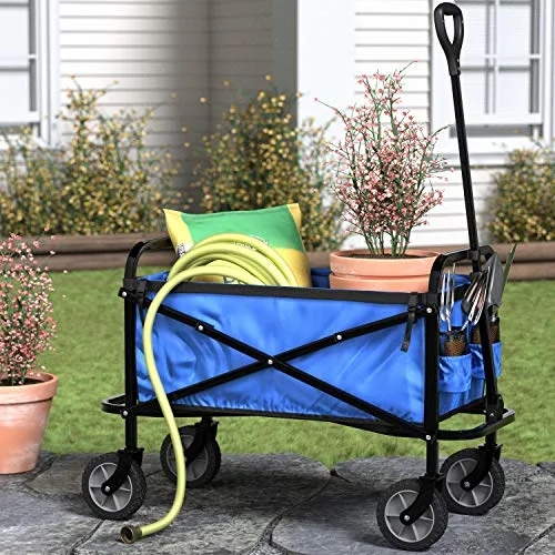 Amazon Basics ▫️ Carrinho dobrável para jardim e atividades ao ar livre com saco de proteção, azul 7