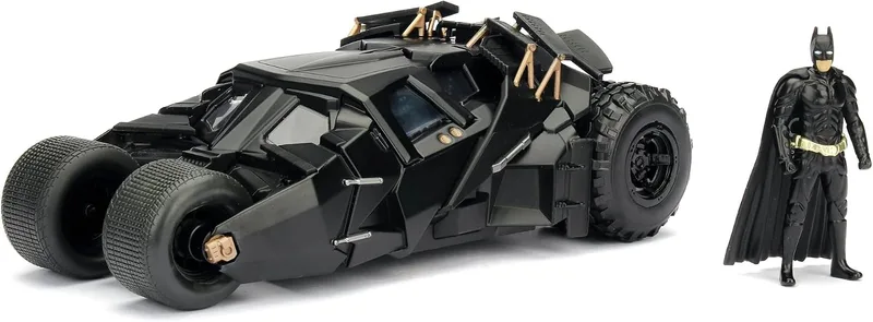 Jada ▫️ Toys Batman: O Cavaleiro das Trevas – Batmóvel metálico à escala 1:24 com figura do Batman, modelo de coleção com portas basculantes e detalhes realistas para fãs a partir dos 8 anos (9398261314R00)