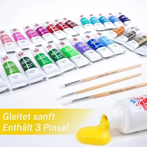 TBC The Best Crafts ▫️ Tintas Acrílicas 24 Tubos de 9,5 ml, Kit de Tintas Acrílicas para Artesanato, Papel de Tela, Vidro, Madeira, Modelagem, para Artistas Profissionais e Crianças por 2