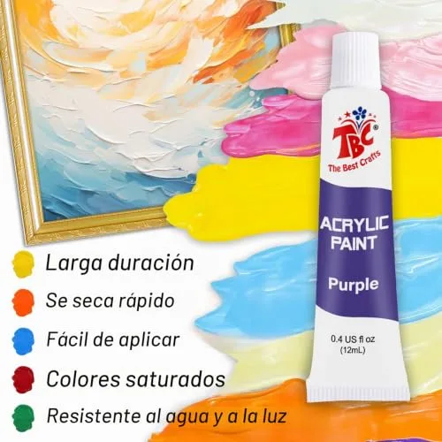 TBC The Best Crafts ▫️ Tintas Acrílicas 24 Tubos de 9,5 ml, Kit de Tintas Acrílicas para Artesanato, Papel de Tela, Vidro, Madeira, Modelagem, para Artistas Profissionais e Crianças por 3